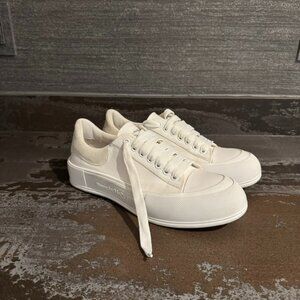 Alexander McQueen White Deck Plimsoll Sneakers Size 44D Slightly Used